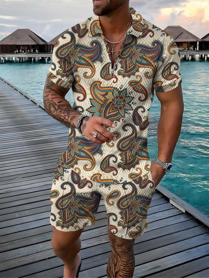 

Men' Tracksuits Men' Tracksuit Set Casual Summer Short Sleeve Shirt Shorts Suits 2-Piece Sets Thailand Style Male Clothing StreetwearM, Cs-tg01