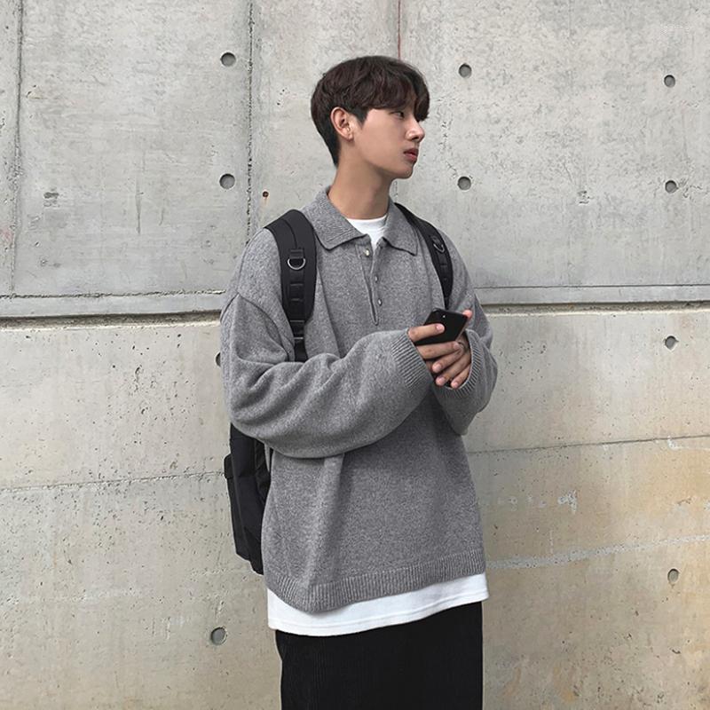 

Men's Sweaters Winter Men's Lapel Sweater Loose Korean Version Of The Trend Personalized Autumn And Thick SweaterMen's Olga22, Gray