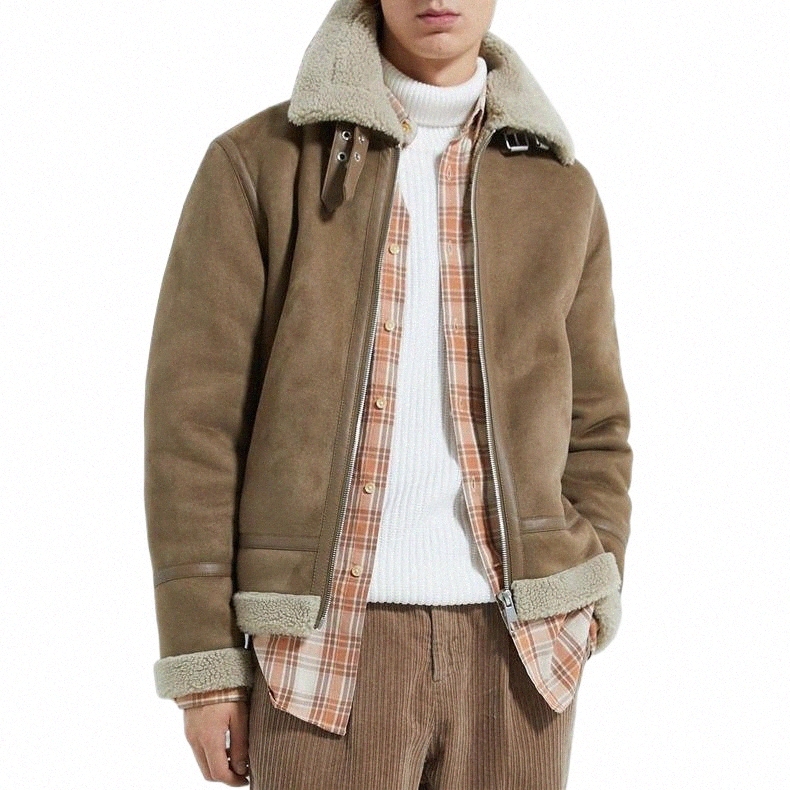 

men's Jackets Polar Sherpa Fleece Lining Softshell Faux Suede Jacket For Men a797#, Dark grey