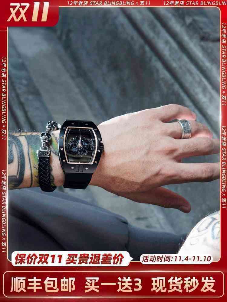 

Luxury watch Date Luxury Mens Mechanics Watch Richa Black Hollow Out Large Dial Fortune Top Ten Milles, Domineering gold black