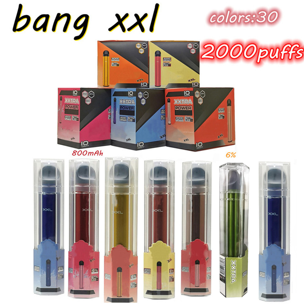 

Bang XXL Electronic Cigarette Disposable Vapes 2000 Puffs 30 Colors 800mAh Extra Power 6ml Pod Device E Cigarettes 6% Strength