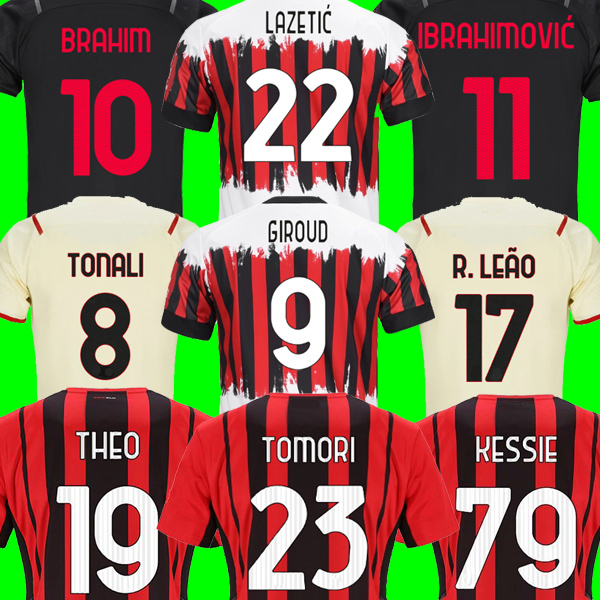 

21 22 Soccer jerseys TOMORI GIROUD IBRAHIMOVIC R.LEÃO LAZETIC Fourth 4th kit 2021 2022 TONALI A.REBIC KJÆR Kessie theo brahim Men kids sets Top football shirt uniforms, Away