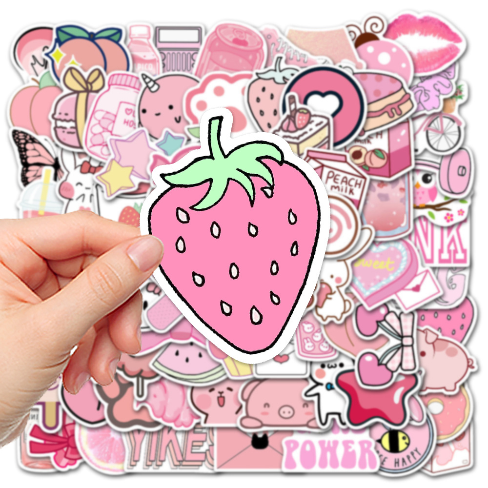 

100PCS/Set Skateboard Stickers small fresh pink For Car Laptop iPad Bicycle Motorcycle Helmet Guitar PS4 Phone fridge Decals PVC water bottle Sticker, Multi colors