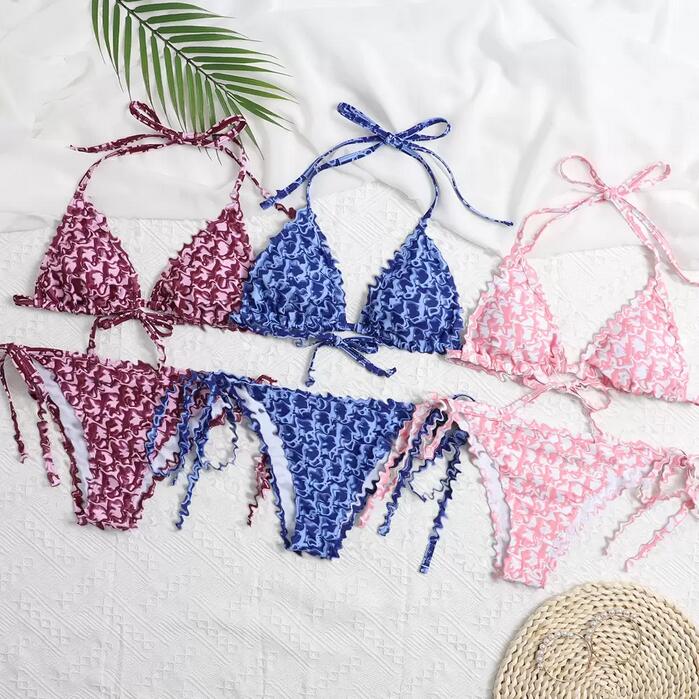 

High Quality Textile Women Sexy Swimsuits Bikinis Set Designers Ladies Bathing Suit Fashion Beach Clothes Summer Clothings Swimwear, As picture
