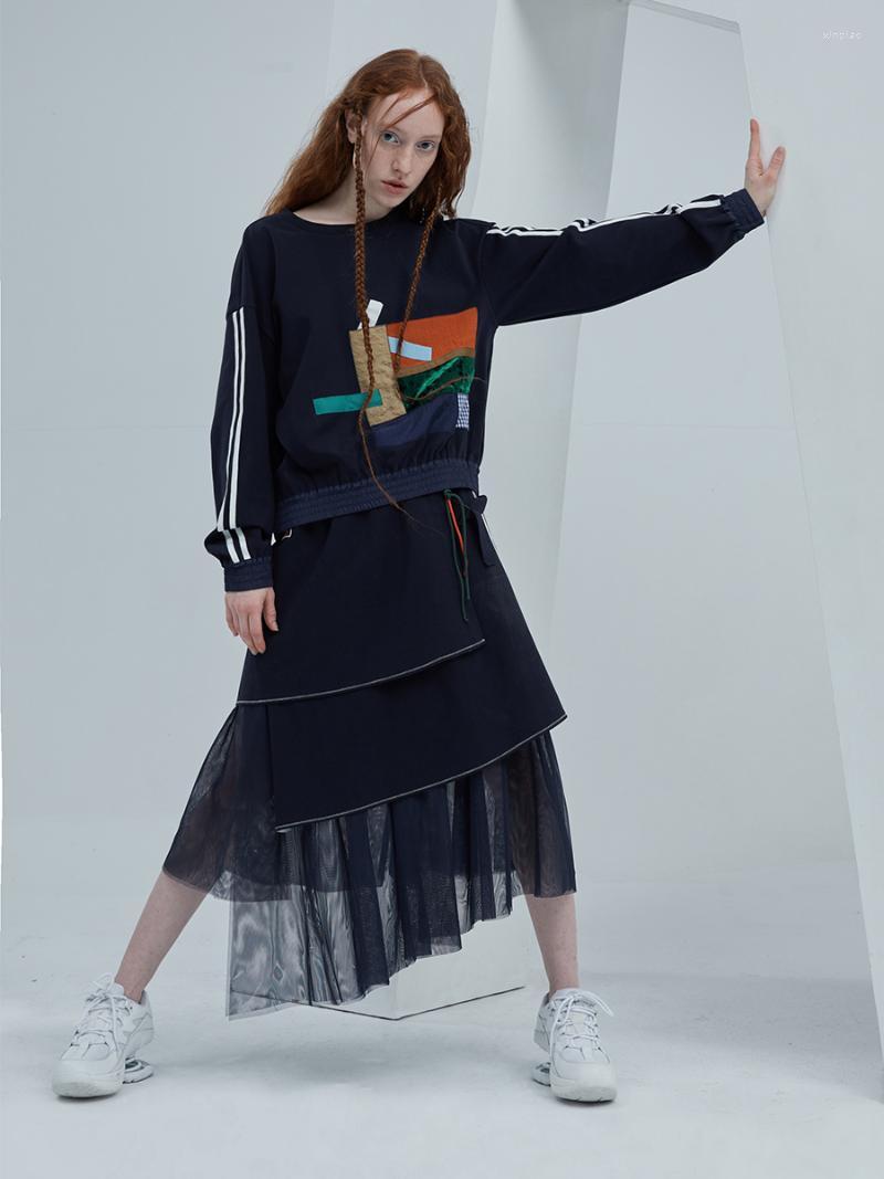 

Women' Two Piece Pants FALL WINTER 2022 COLLECTION Navy Blue O Neck Long Sleeve Hoodies Set WomenWomen, Top