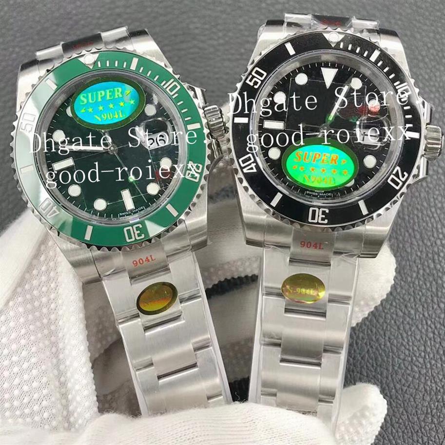 

Waterproof Men's V12 Version Watches Mens Automatic Cal 3135 Watch 904L Steel Black Green Ceramic Bezel 116610 Men N NoobF Fa264R, Box