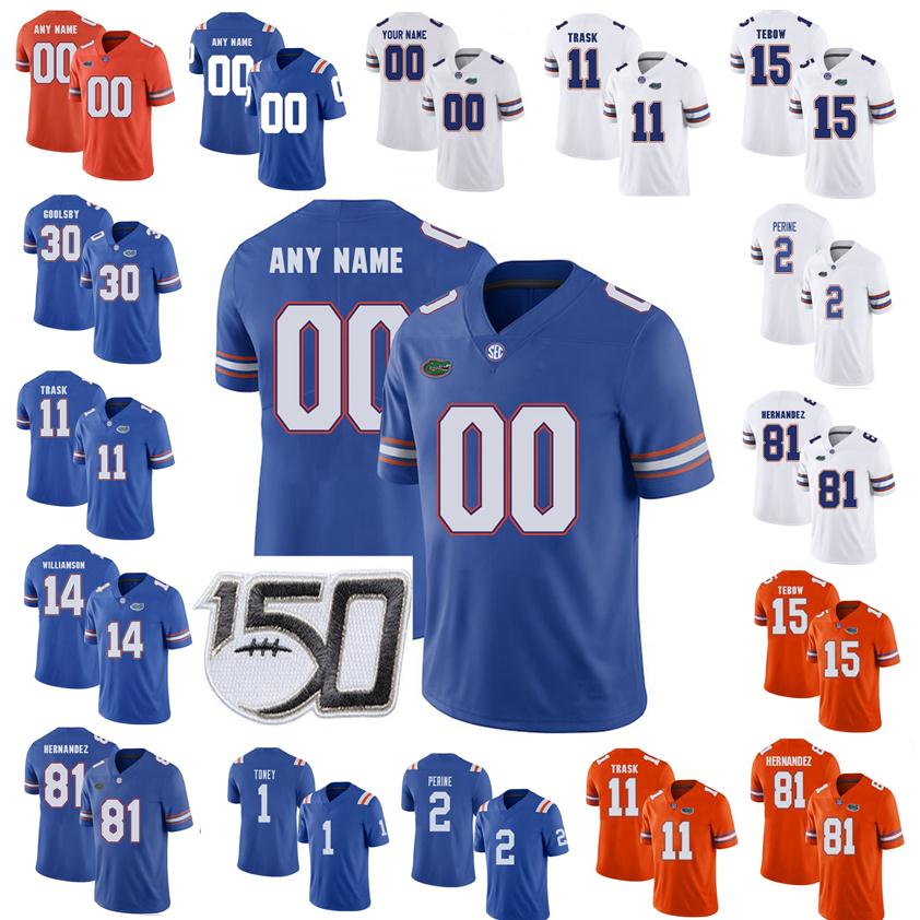 

Florida Gators Jerseys Kyle Trask Jersey Aaron Hernandez Kadarius Toney Lamical Perine Tim Tebow College Football Jerseys Custom S309h, Men's blue stripe with 150th