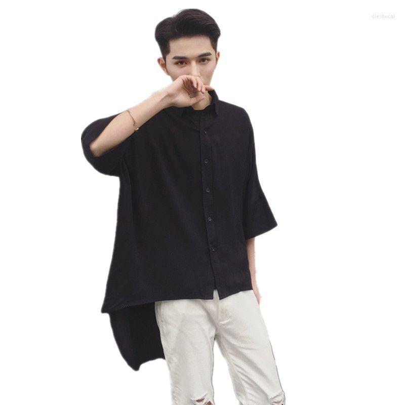 

Men's Casual Shirts Spring Summer Men Personality Irregular Hip Hop Shirt Blouse Oversized Punk Clothes Nightclub Stage Costume Blusas For M, Black