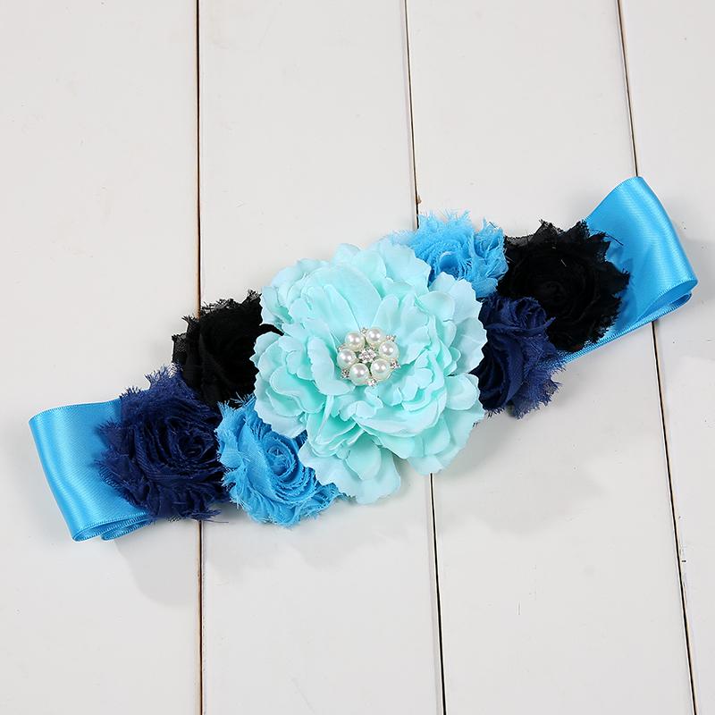 

Belts Satin Ribbons Rhinestone Flower Sash Belt Blue, Purple Girl Children Kids Girls Wedding Dress Accessories