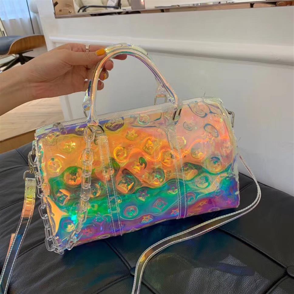 

Laser Travel Bag 50CM Luxury Holographic New Printing Transparent Large-Capacity Sports Handbag High Quality Short-Distance3401