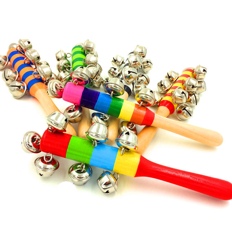 

Montessori Rattles For Baby Sand Hammer Infant Rattle Educational Musical Wooden Toys Development Handbell Kids Toys, Dark gray