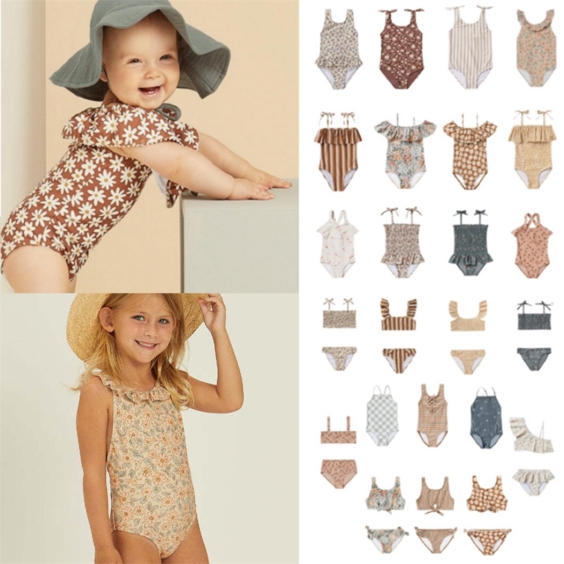 

Kids Swimwear Sets RC Brand Summer Girls Cute Fashion Print Swimsuits Baby Toddler Holiday Bikini Clothes 220425, As photos