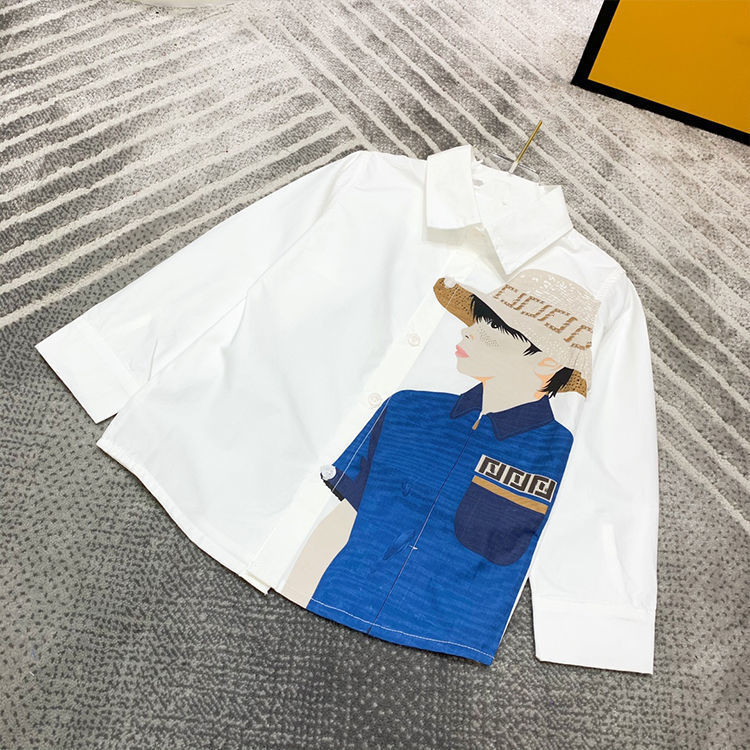 Baby Shirt Kid Designer Cabille Cartoon Impression de coton à manches longues 100 cm-160 cm