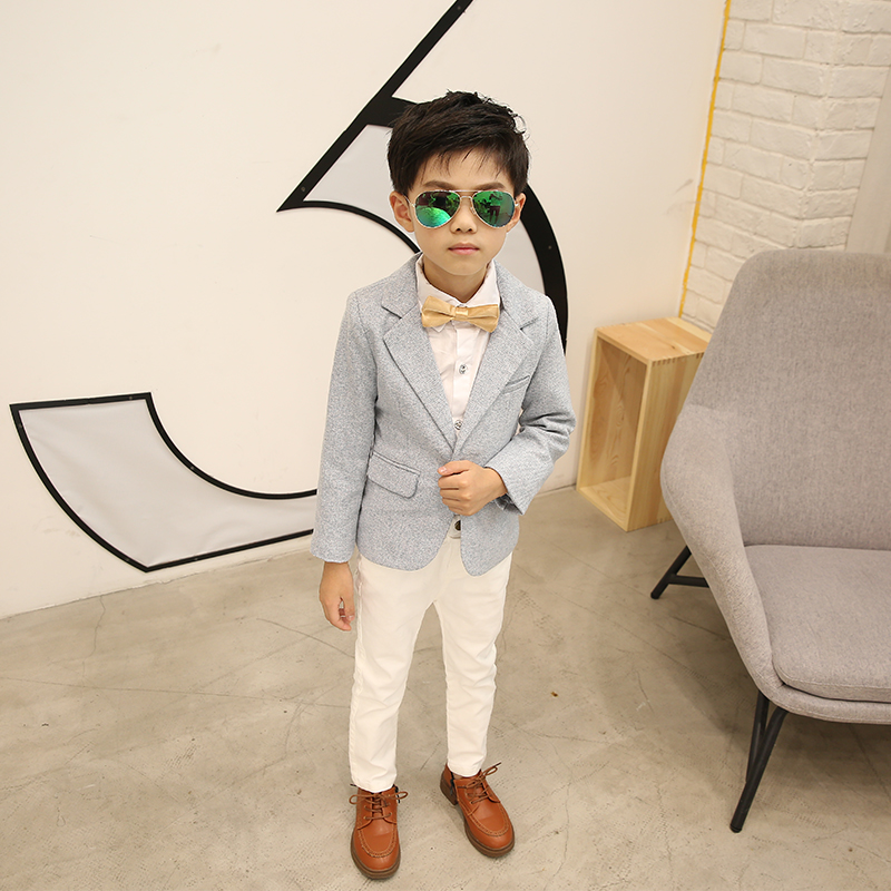 

Flower Boys Casual Blazer Suit Kids Coat Pants Tie 3Pcs Wedding Formal Tuxedo Set Children Ceremony Costume Performance Dress, Black