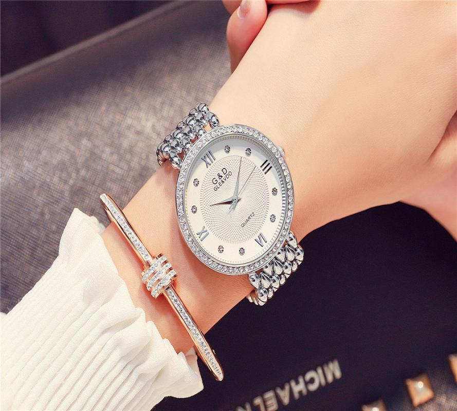 

Wristwatches Diamond Fashion Quartz Ladies Bracelet Watches Women Gift Rhinestone Female Wristwatch Montre Femme Zegarek Damski, Gold