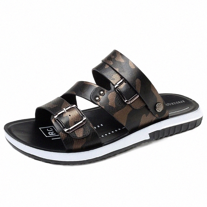 

metal Slides Shoes Men Gladiator Sandals Summer Leather Gold Designer Strap Slip On Native Sport Nice Sandals Roman Slippers Camouflage U0RB#, Image color