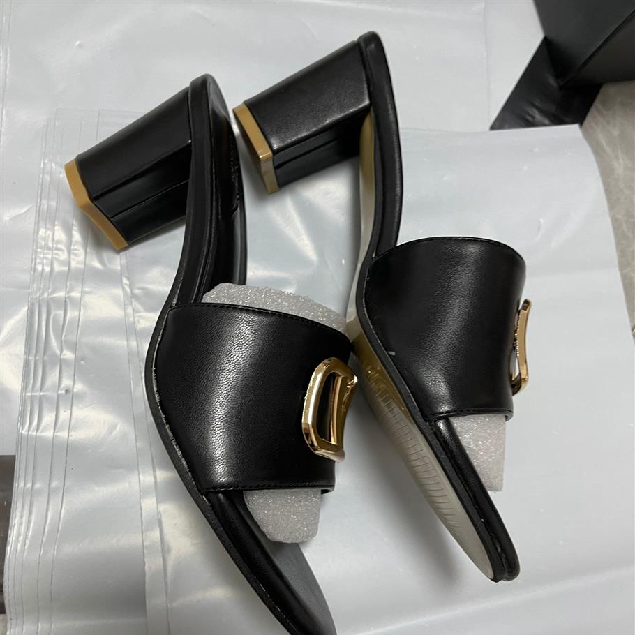 

Designer Women Sandals Black high-heeled slippers Sandal Flip Flops Striped Beach Genuine Leather Slipper top quality2396