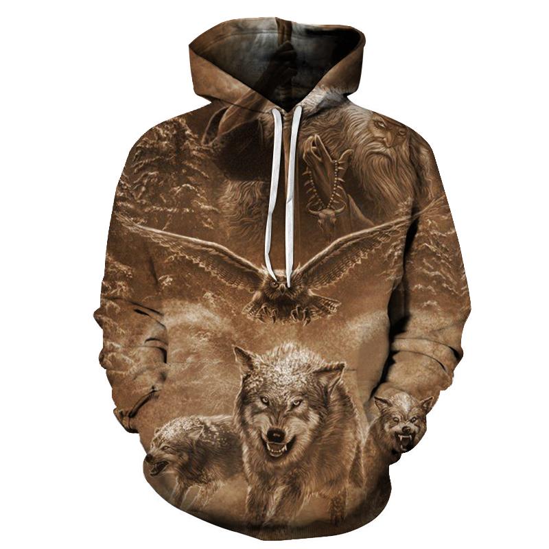 

Men's Hoodies & Sweatshirts Men Clothes Harajuku Wolf 3D Print Cool Men/Women Full Sleeve Winter Tops Tees Animal Fashion Hoodie Size 100-6X, Smtz-1037