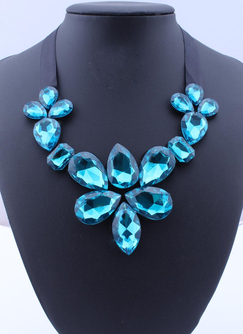 

Chokers Statement Maxi Jewelry Black Adjustable Ribbon Big Water Drop Gem Rhinestone Crystal Choker Necklaces Pendants For Women Wedding