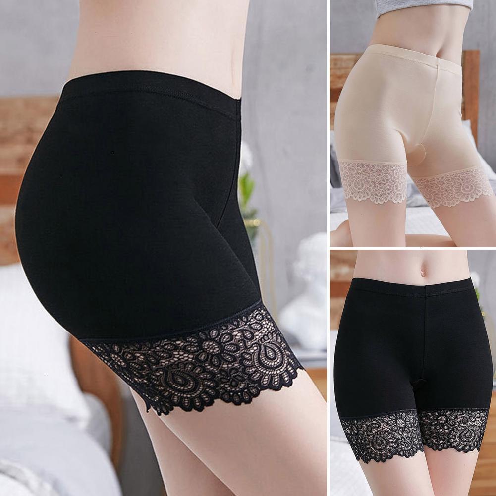

Women Safety Pants Lace Anti Panty Exposure Plus Size Hollow Out Flower Pattern Short For Inside Wear, Skin color