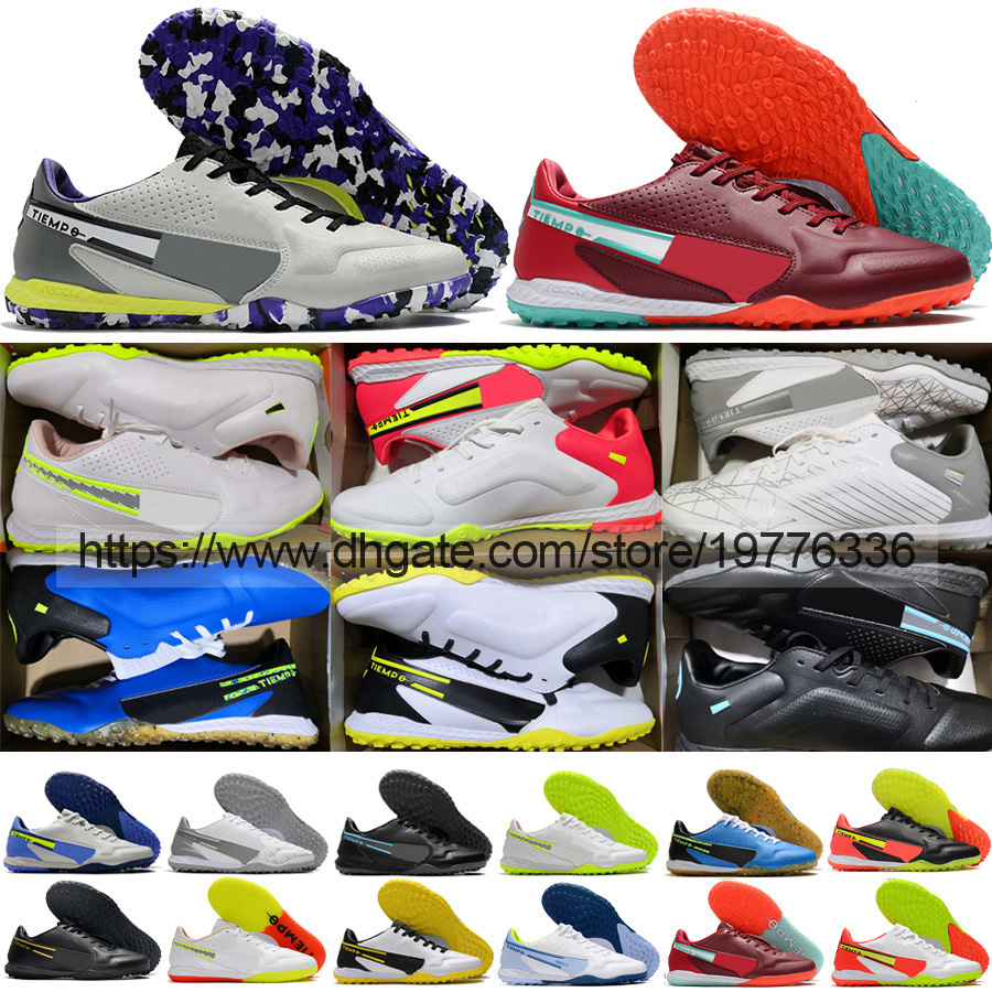 

send with bag Football Boots Tiempo Legend 9 Pro TF IC Soccer Cleats Mens White Red Gray Black Blue Yellow Soft Leather Indoor Turf Trainers Football Shoes Size US6.5-12, Ic 6
