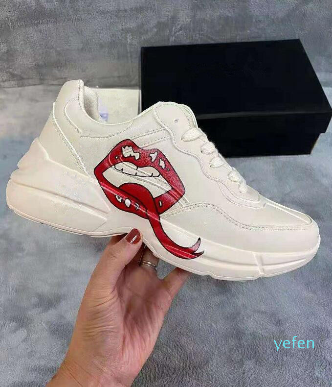 

2022 Fashion Rhyton Men's and Women's Sneakers Loafers Designers Luxurious Men Women Low Cut White Black Beige Casual Sport Shoes 36-44, 3#black gold