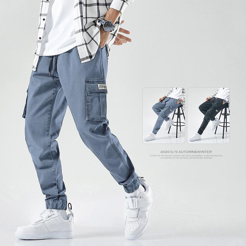 

Men's Jeans Men's Plus Fat Size Tooling Pants Spring Autumn Sports Beamed Cargo Harlan Pocket Casual Long Joggers TrousersMen's, Black