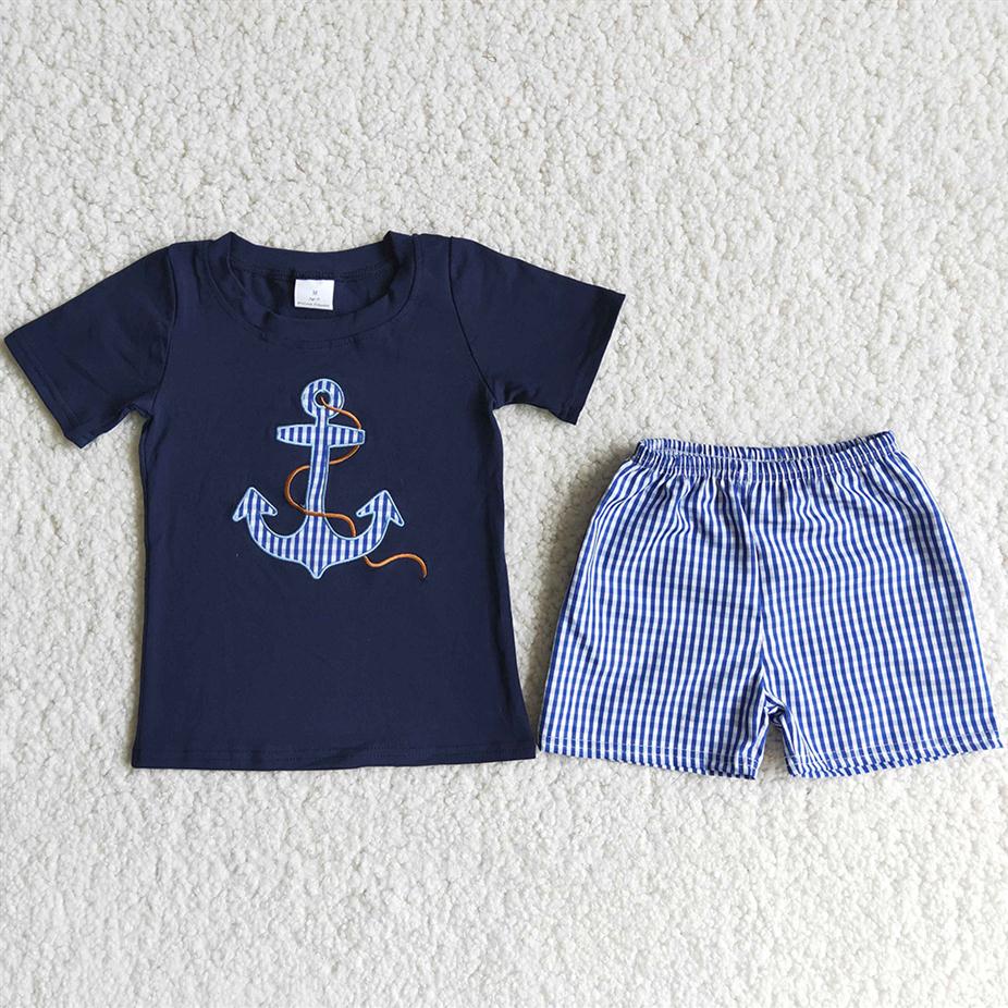 

RTS Whole Designer Clothes Kids Sets Fashion Embroidery Boutique Toddler Boys Clothing Outfits Short Sleeve High Quality Child301C, Multi