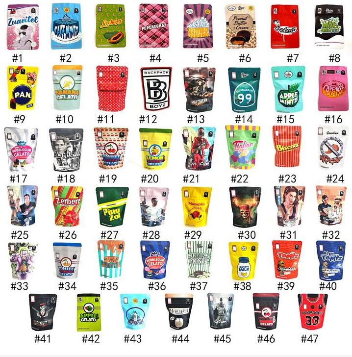 

Backpack boyz Backpackboyz 3.5g mylar bag Biscotti Blue cherry gelato Kool Lato Cake Mix Minit child proof lock smell bags