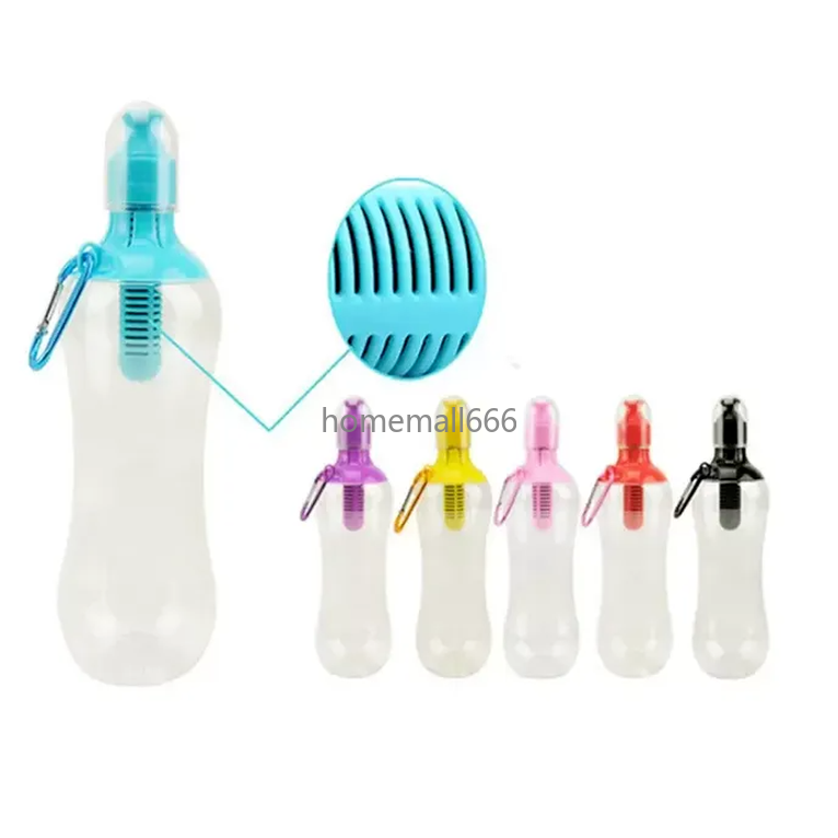 

550ML Water Bobble Hydration Filter Bottle Outdoor Portable Filtered Drinking Bottles with Built-In Carbon Filter Carbon AA, Green-1