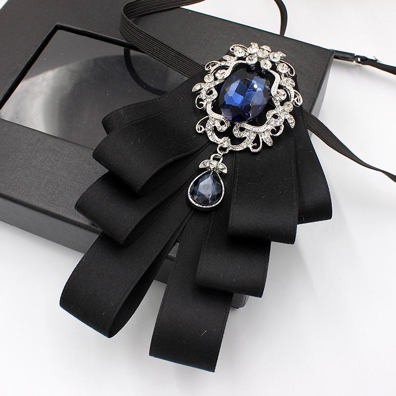 

Bow Ties Elegant Men Women Wedding Business Party Neck Collar Shirt Tie British Elastic Band Alloy Rhinestone Uniform Ribbon BowtieBow