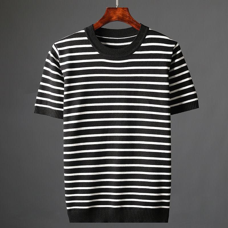 

Men's T-Shirts 2022 Fashion Spring Summer Men Short Sleeves Sweater Top O-neck Pullover Male Plus Size T Shirt Casual Knitted Tees W96, Black