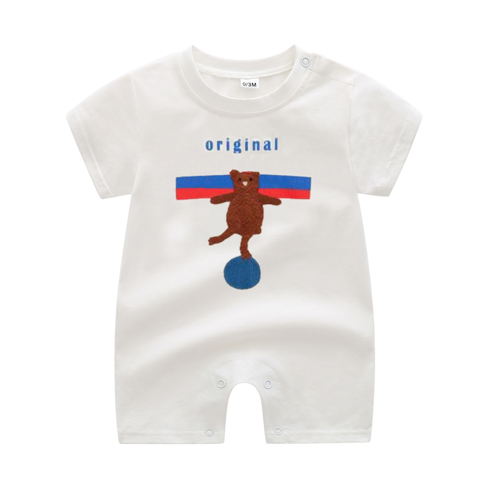 2022 nouveau été mode bébé barboteuses à manches courtes coton lettres nouveau-né garçon fille combinaisons 0-24 mois enfants pyjamas