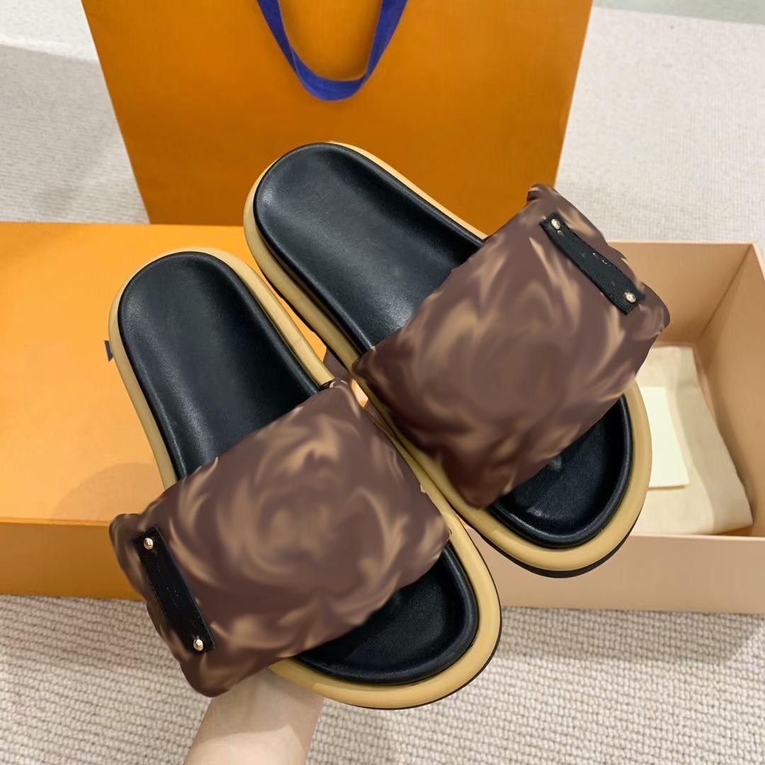 

621s Sandals Women Slippers Sandals man Pool Pillow Mules 2023 Designers shoes Sunset Flat Comfort Mules Velcro Padded Front S, 11;gear bottom