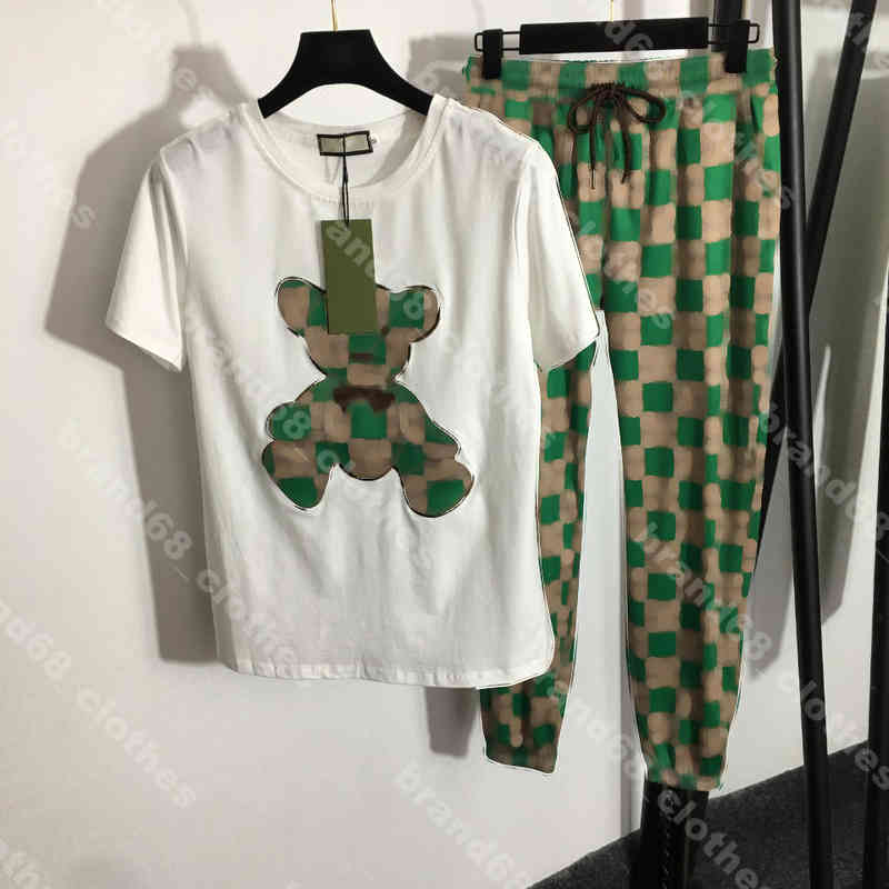 

Fashion Women tracksuit luxury Pants set summer cotton t Shirts sportswear bear embroidered pullover g..cci logo brand 5A designer female Apparel, 10