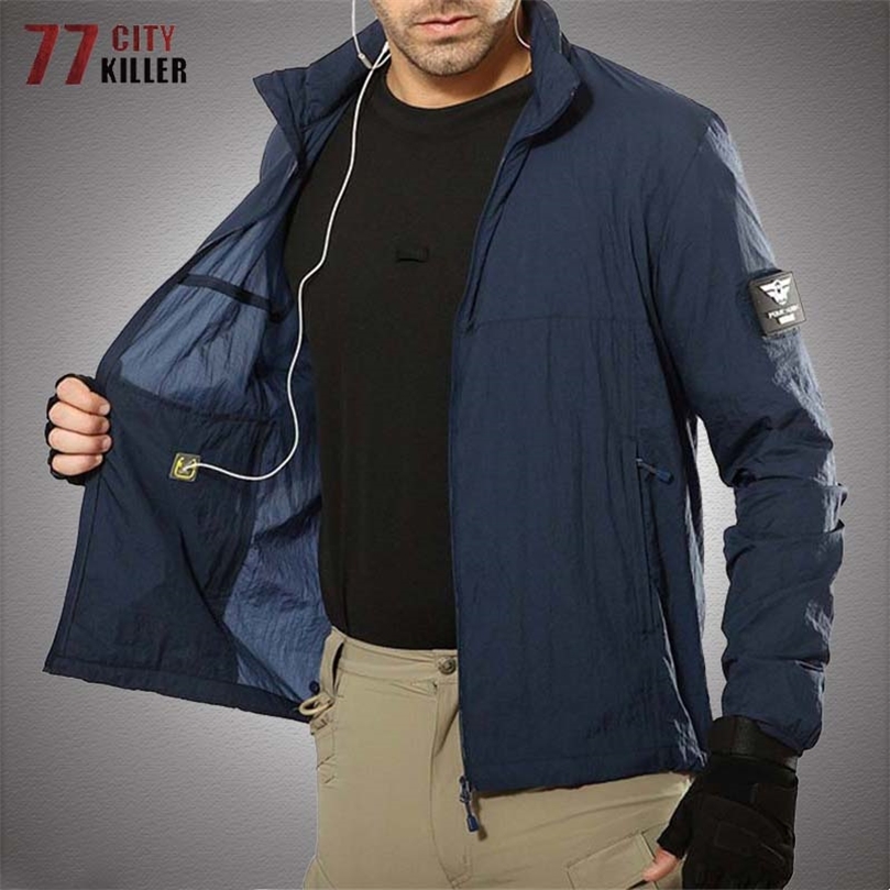 

Summer Quick Dry Tactical Skin Jacket Men Military Waterproof Hooded Raincoat Thin Windbreaker Sunscreen Jackets Big Size 5XL 220816, Khaki