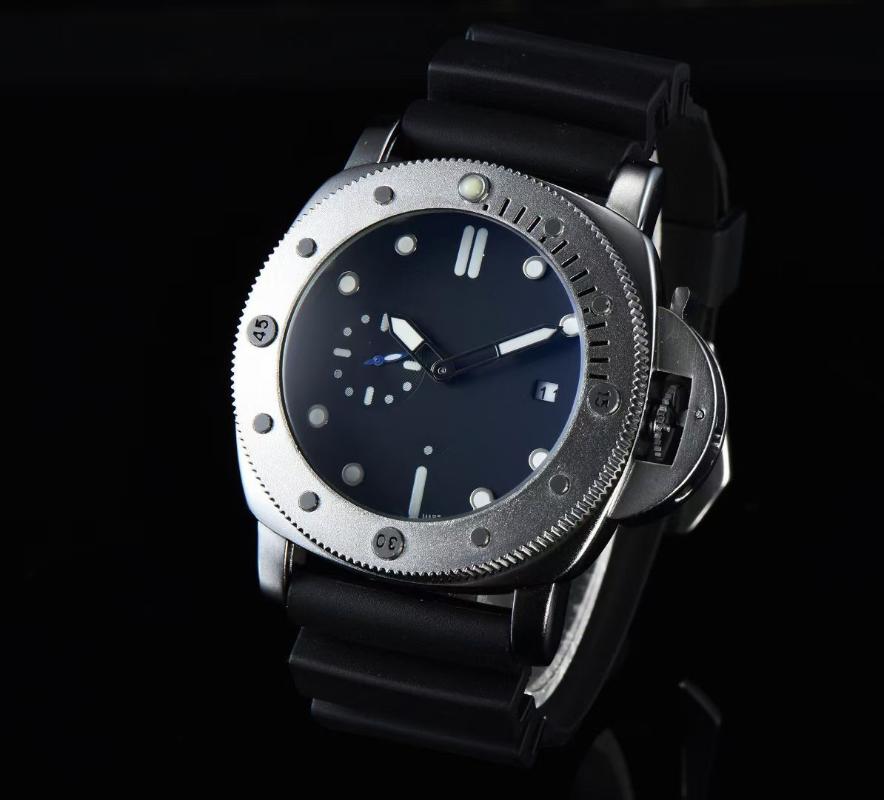

Wristwatches PAM Men Quartz Wristwatch Top Silicone Band Roman Dial Rotating Case Sport Watch Male Relogio Masculino Clock, Number black case