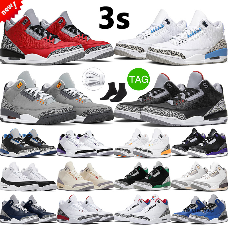 3S Retro Racer bleu hommes Chaussures de basket-ball cardinal rouge noir blanc Jumpman 3 Knicks Men Sports Trainers Sneakers