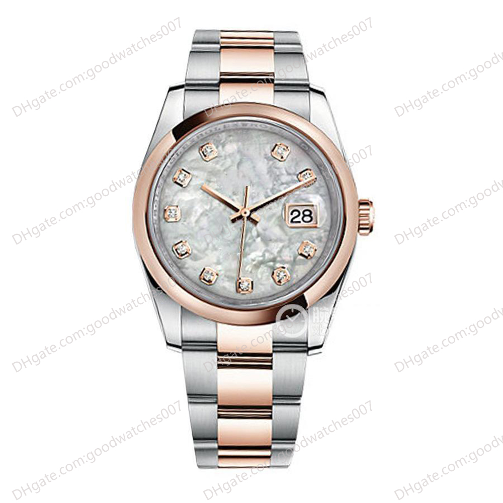 

High Quality Asian Watch 2813 Sport Automatic Mechanical Ladies Wrist Watch 116201 36mm Mother Of Pearl Dial Rose Gold Case Fashion Foldover Buckle Diamond Watches, Multi-color
