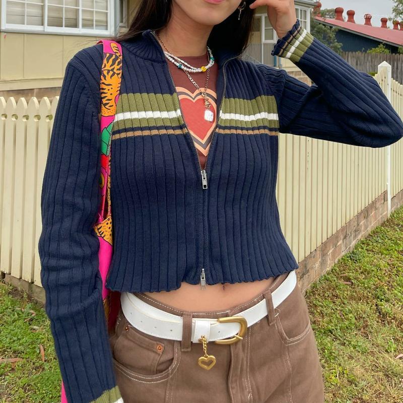 

Women' Knits & Tees Doury Y2k Women Cardigan Sweater Grunge Fairy Aesthetic Striped Zipper Long Sleeve Tops Knitwear Academia Clothes Stree, Royal blue