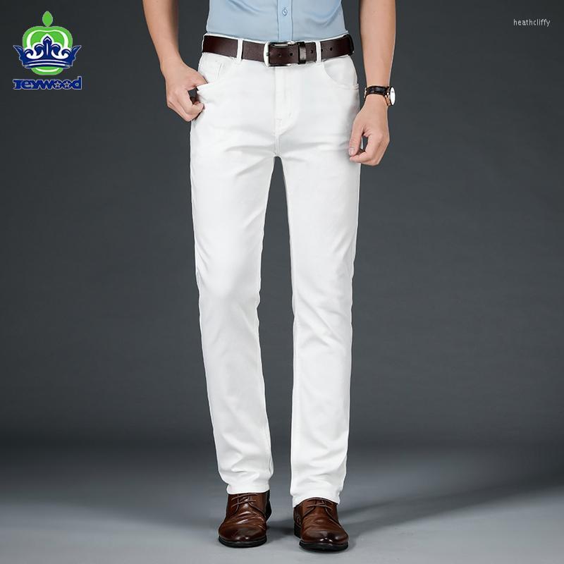 

Men's Jeans Spring Autumn White Men Fashion Casual Classic Style Business Straight Fit Soft Trousers Male Advanced Pants 40Men's Heat22
