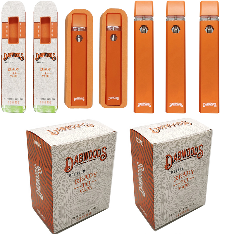 

1ML Dabwoods Vape Disposable 280mah Rechargeable Battery Pen 4x1.8mm Holes Thick Oil D8 D9 E-cigarettes Custom 510 Thread Cartridges OEM Carts Packaging Vapes Device