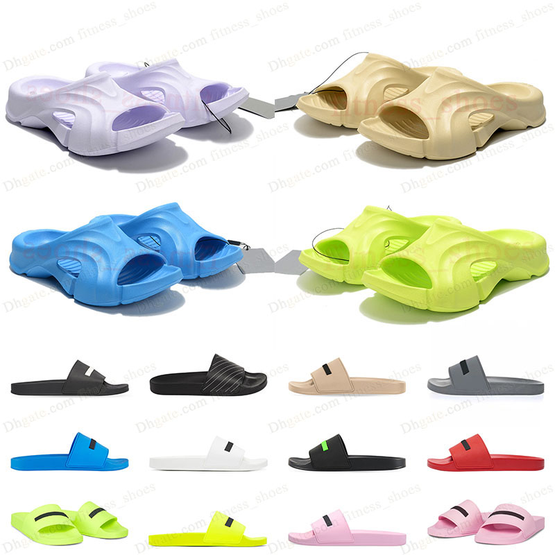 

2022 designer sandals summer pool slippers slides Black Fluo Green White Cool Grey Blue Light Bone Pink Purple Yellow mens Rubber sandal fashion paris designer shoes, B06