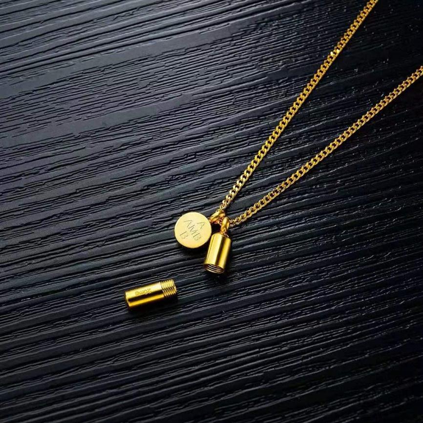 

openable capsule pendant necklace men women luxury designer letter pendants stainless steel mens cuban link chain gold necklaces l298B