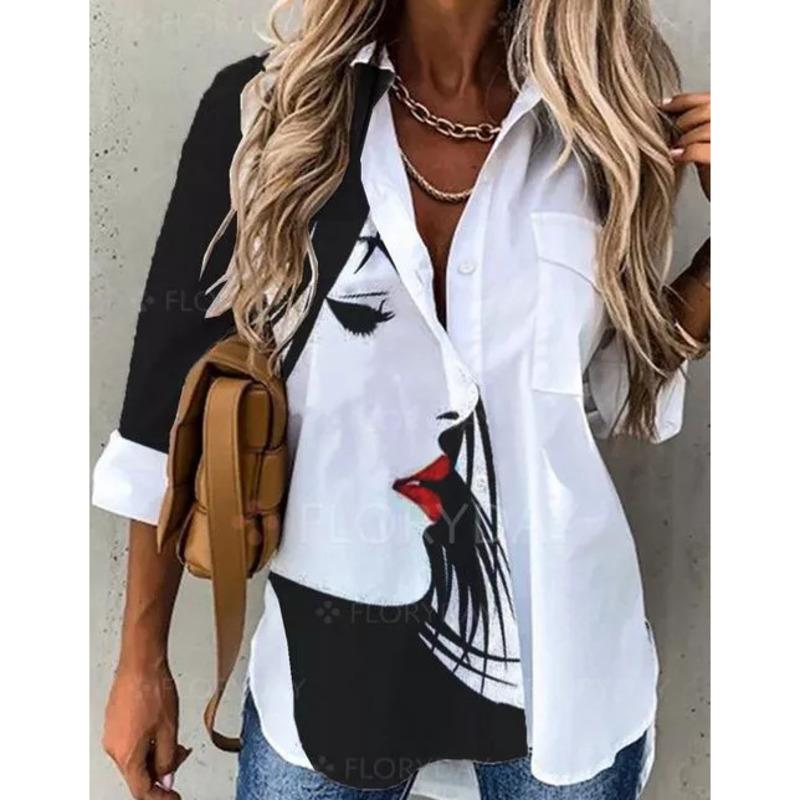 

Women' Blouses & Shirts Autumn Fashion Women Long Sleeve Blouse Floral Printed Casual Loose Designer ShirtWomen, Picture 10