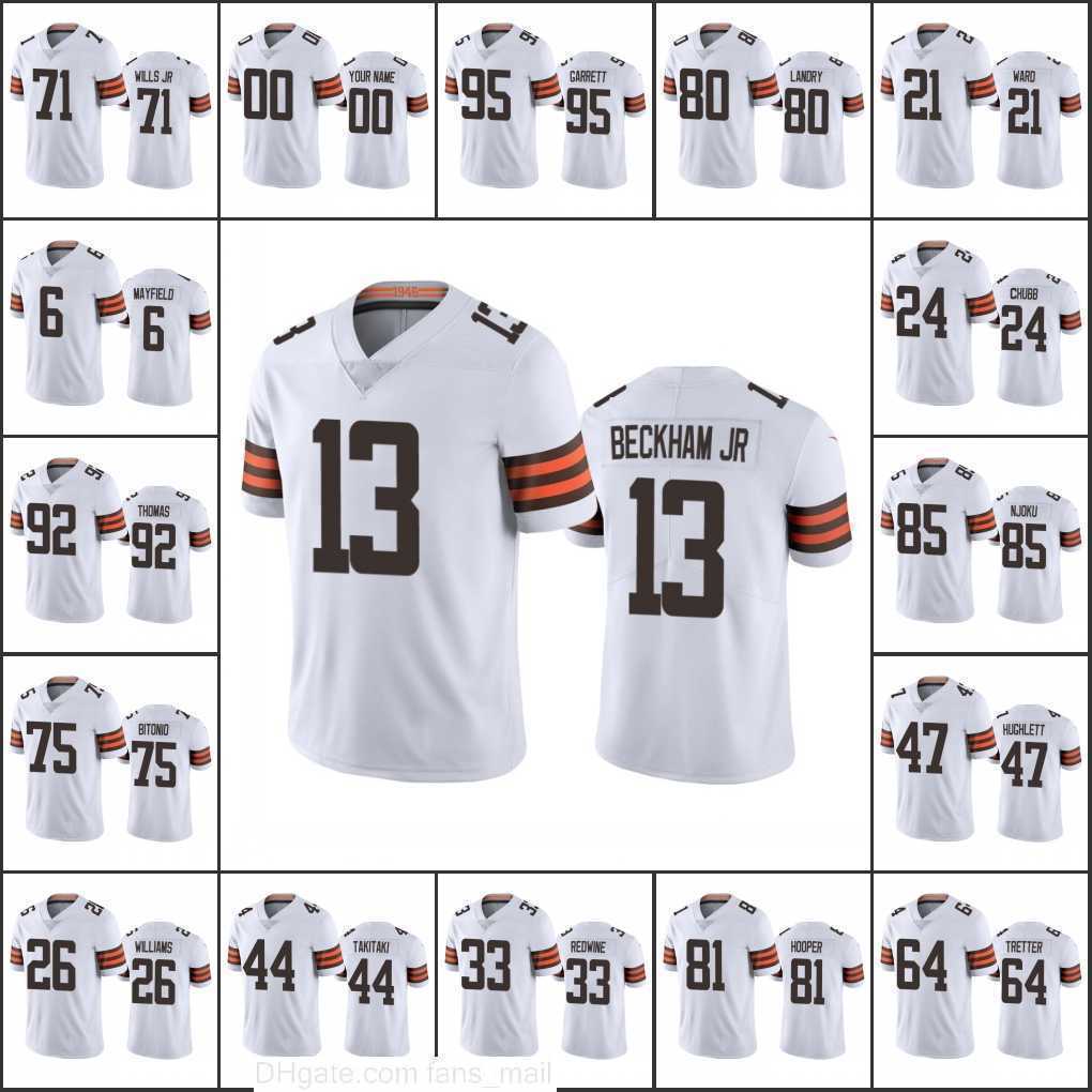 

Jersey Cleveland's Browns's Men #6 Baker Mayfield 13 Odell Beckham Jr 71 Jedrick Wills Woman Youth Custom White Vapor Limited''Nfl''Jerseys