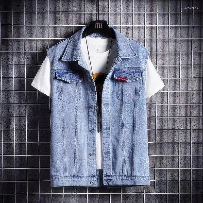 

Men' Vests Fashion Casual Black Sleeveless Vest Denim Jacket Street Punk Style Moto & Biker Slim-fit Clothing Kare22