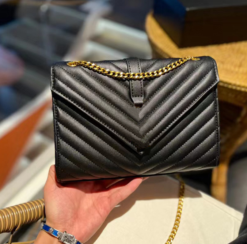 

FASHION WOMEN luxurys designers bags real leather Handbags messenger crossbody woc chain shoulder bag Totes Wallet, B gold chain