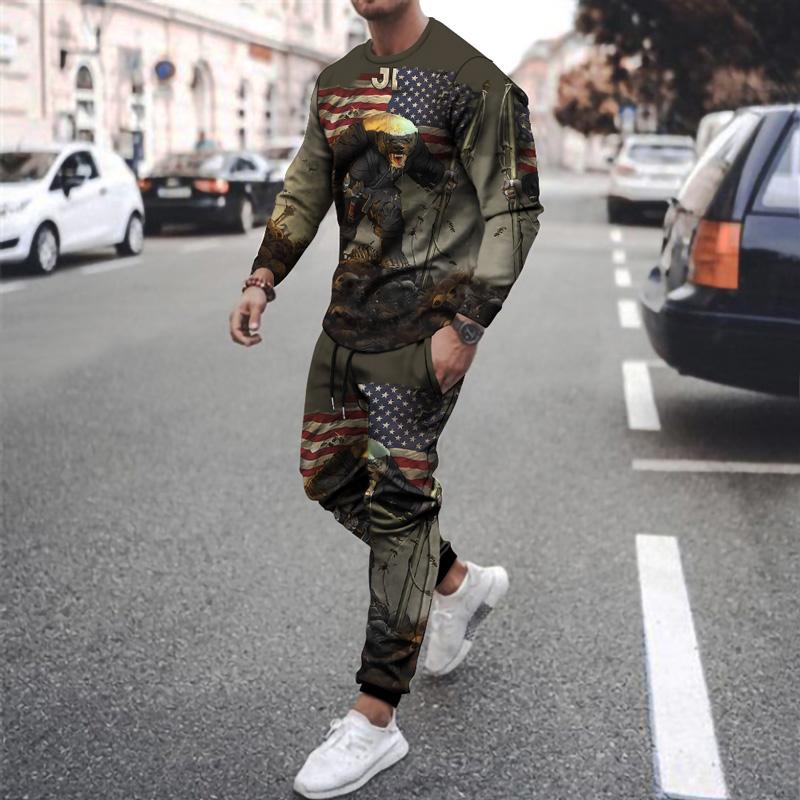 

Men' Tracksuits Latest Men' Sportswear Trend 3D Long-sleeved T-shirt Trousers Suit Spring And Autumn Casual 2-piece SetMen, Tc1161