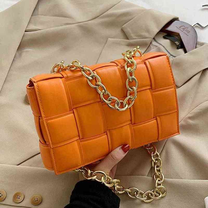 

2022 Women Crossbody Bag Weave Flap Bags for Quality Leather Thick Chain Shoulder Msenger Female Handbag Purse Cross Body, Nubuck leather white
